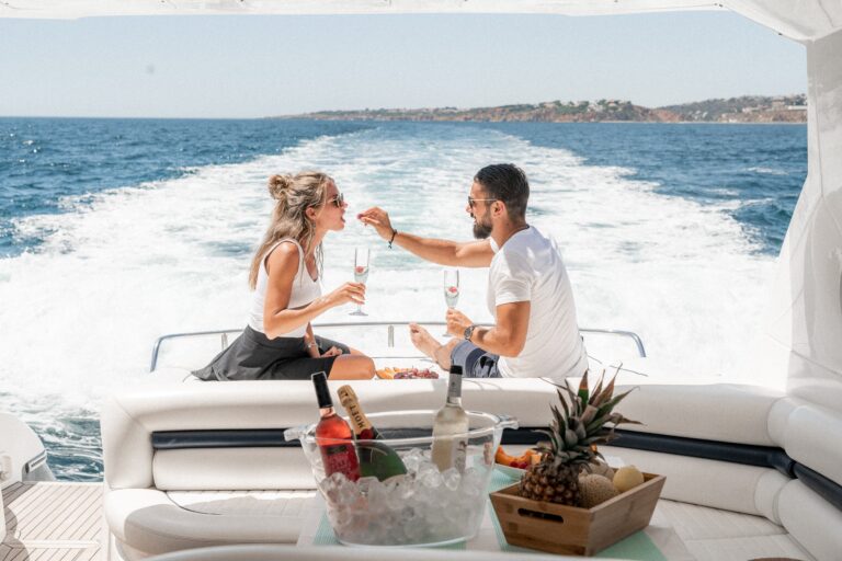 Couple enjoying sunset yacht in Cabo San Lucas